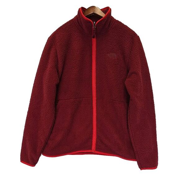 The North Face Mens Dunraven Sherpa Full-Zip Jacket Sz L Red Fleece Outdoor - Picture 2 of 9